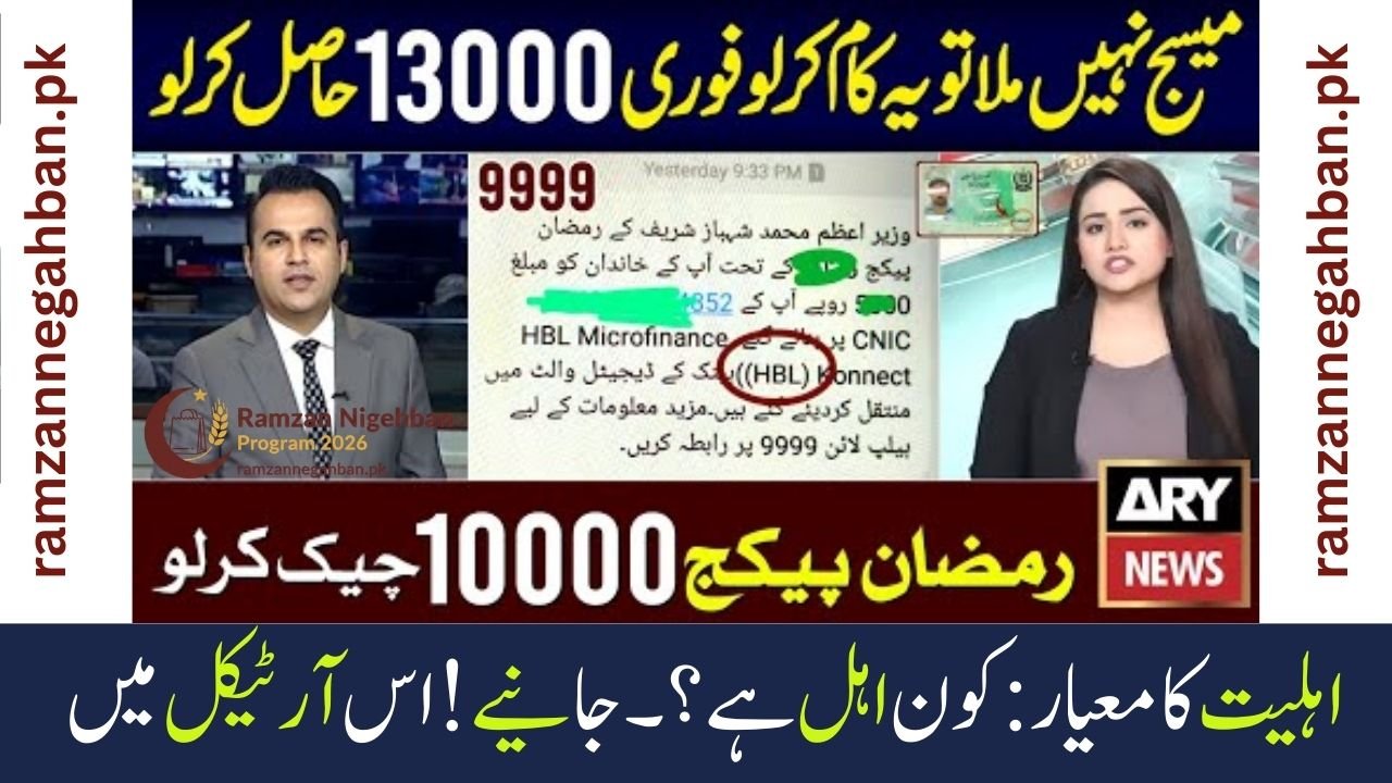 Good News For All: Check Rs. 13,000 Ramzan Package and Maryam Nawaz Rs. 10,000 Status via 9999 SMS